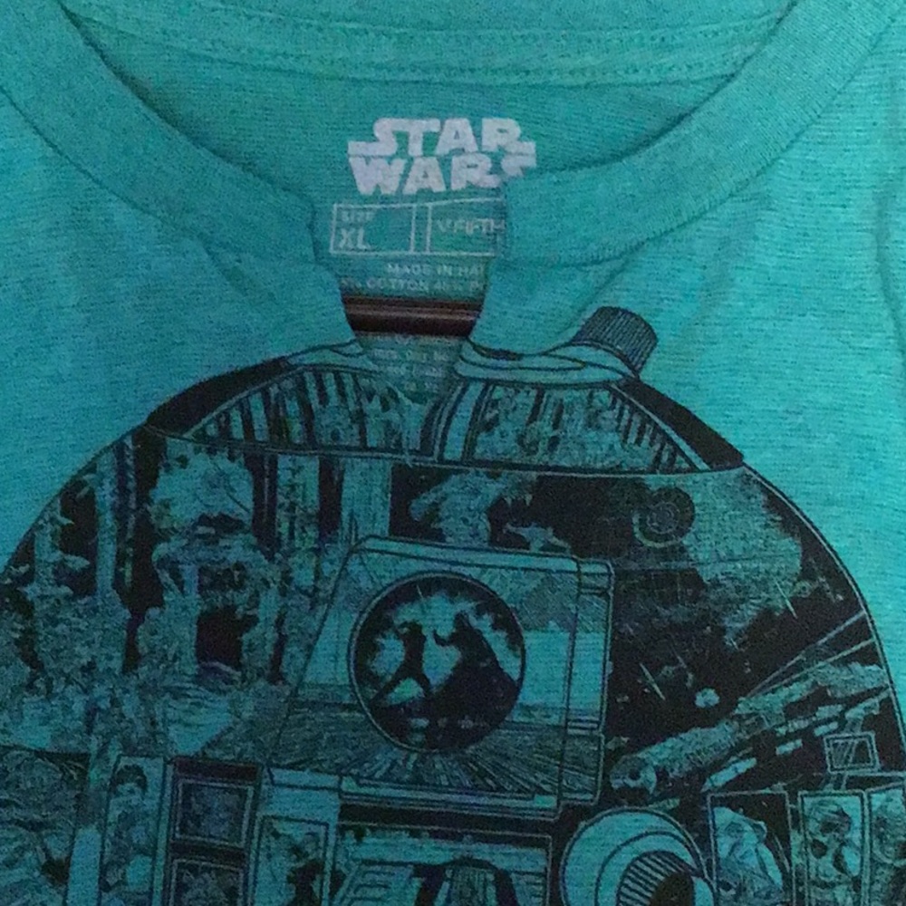 STAR WARS men’s tee sz XL  peacock green & black